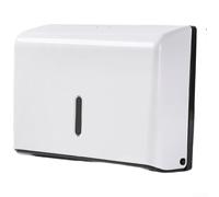 Yelvera Moderno dispensador de pañuelos montado en la pared para baño, material ABS impermeable, configuración sin taladro, se adapta a rollos de toallas de papel estándar, ahorro de espacio (blanco)