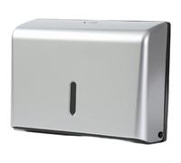 Yelvera Moderno dispensador de pañuelos montado en la pared para baño, material ABS impermeable, configuración sin taladro, se adapta a rollos de toallas de papel estándar, ahorro de espacio (plata)