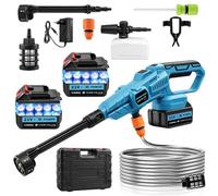 Yelyee - Limpiador de alta presión inalámbrico con motor sin escobillas, 3 velocidades, boquilla 6 en 1, compatible con batería Makita 18V, 2 baterías 3.0Ah con indicador LED, manguera de 5 m, para
