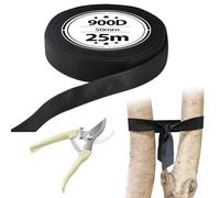 Yeria Juego de cintas para árboles, 25 m x 50 mm, color negro, 900D, cinta para árboles, lazos para árboles, correas de 50 mm, incluye tijeras de jardín curvadas de acero inoxidable