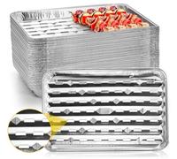 Yesland 30 Piezas Tazones Desechables de Aluminio Bandeja de Aluminio para Asar cocinar y Hornear Bandeja de Goteo para Horno (34*23*2.8cm)