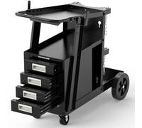 YESWELDER Carro de Soldadura con 4 Cajones, Carrito para Soldador | Carro de soldadura resistente para soldadora MIG, TIG y cortadora de plasma, almacenamiento grande, ruedas 360°