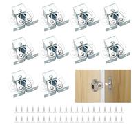 YEYIT Doble Rodillo Gabinete Pestillo Puerta 10 piezas pestillos para armarios cierre puerta armario con 40 tornillos para armarios, muebles（Plata）