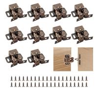 YEYIT Doble Rodillo Gabinete Pestillo Puerta 10 piezas pestillos para armarios cierre puerta armario con 40 tornillos para armarios, muebles（Bronce）