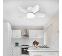 YFHKWJ 65CM Moderno Pequeño Ventilador De Techo Con Luz Y Mando A Distancia APP, 6 Velocidades & Temporizador, Motor DC 5 Aspas Lámpara Ventilador Techo Para Dormitorio/Salón/Comedor-White