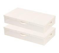YheenLf Cajas de Almacenamiento con Tapa, Set de 2 Bolsas Almacenaje Ropa Plegable, Cajas Organizadoras para Guardar Mantas, Edredones, Beige, 80×40×15cm