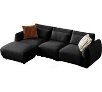 YHL Voyura 10: Sofá moderno con relleno de peluche y respaldo acolchado – diseño convertible – Color negro