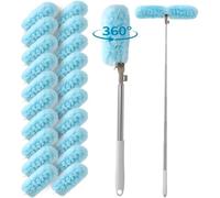 YHNDECO Plumero telescópico, 180 cm, largo extensible, con 20 paños desechables, plumero para colector de polvo Swiffer para telarañas, mantas, ventiladores, ventanas