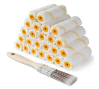 YiBaiBrush Cubiertas de Rodillo de Pintura, Paquete de 25 Unidades, 4 Pulgadas 3/8 Pulgadas, Mini Cubiertas de Rodillo de Microfibra para Pintar, Pincel de Pintura para Paredes, techos, molduras y