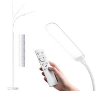 YICAIZI Lámpara de Pie LED Regulable 18W 1200LM con Mando y Control Táctil - 4 Temperaturas Color & 4 Niveles Brillo - Luz para Leer en Salón, Dormitorio, Oficina, Blanco