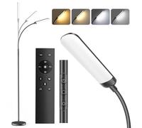 YICAIZI Lámpara de Pie LED Regulable 18W 1200LM con Mando y Control Táctil - 4 Temperaturas Color & 4 Niveles Brillo - Luz para Leer en Salón, Dormitorio, Oficina, Negro Azabache