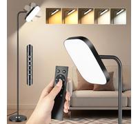 YICAIZI Lámpara de Pie LED Regulable 36W 3200LM con Mando y Control Táctil - 5 Temperaturas Color - Luz para Leer Ajustable 360° en Salón, Dormitorio, Oficina - Negro