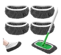 Yicotira Almohadillas húmedas reutilizables para fregona Swiffer, paños de barrido secos y paños húmedos para limpieza del hogar, almohadillas de microfibra lavables, paquete de 4 (mopa no incluida)