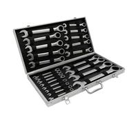 YIEMJS Juego de llaves de carraca articuladas, 22 piezas, 6-32 mm, con anillo, llave combinada, llave inglesa, juego de herramientas, maletín de herramientas, cromo, llave de carraca