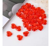YIEUR 100 unidades de corazones de diamante de 22 mm de color rojo, cristales decorativos, confeti y diamantes (rojo, 22 mm)