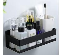YIGII Estanteria Baño Adhesivo - Estanteria Ducha sin Taladro Rectangular Estantes para Pared Negro