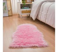 YIHAIC Piel de Oveja sintética, sensación acogedora como auténtica Lana Alfombra de Piel sintética, Man-Made Lujo Lana Alfombra de sofá cojín (Rosa, 60 x 90 cm)