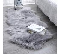 YIHAIC Piel de Oveja sintética, sensación acogedora como auténtica Lana Alfombra de Piel sintética, Man-Made Lujo Lana Alfombra de sofá cojín (Gris, 60 x 160 cm)