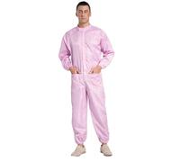 Yihuimin Mono protector antiestático para hombre, mono de trabajo, de manga larga, con cremallera frontal, Rosa., XXL