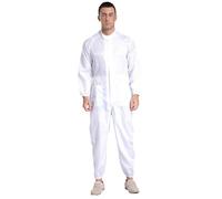 Yihuimin Mono protector antiestático para hombre, mono de trabajo, de manga larga, con cremallera frontal, Blanco, XXXXXL