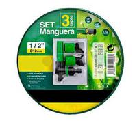 YIJIA Manguera de Jardín Reforzada 3 Capas con Conexión y Boquillas, 10-30 Metros, Ø3/4" (19mm), Verde, Presión de Rotura 20 bar, Set para Riego - Outdoor & Garden