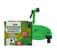 YIJIA | Manguera extensible de jardín,Extensible hasta 7.50 - 45 Metros, Manguera riego a presión, Fabricada en Polipropileno, 7 modalidades de riego, Inclye pistola, Verde