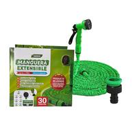 YIJIA | Manguera extensible de jardín,Extensible hasta 7.50 - 45 Metros, Manguera riego a presión, Fabricada en Polipropileno, 7 modalidades de riego, Inclye pistola, Verde