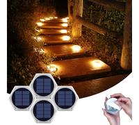 YiLaie Luces Solares Crepusculares Exterior Jardín 20 LED, 10cm Baliza Solar Suelo Hexagonal Adhesiva Iluminación 360°, IP68 Impermeable para Camino, Parking, Escalera, Acera, Blanco Cálido (4 Pack)
