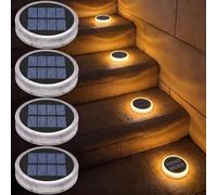 YiLaie Luces Solares Crepusculares Exterior Jardín 24 LED, 11cm Baliza Solar Suelo Circular Adhesiva Iluminación 360°, IP68 Impermeable para Camino, Parking, Escalera, Acera, Blanco Cálido (4 Pack)