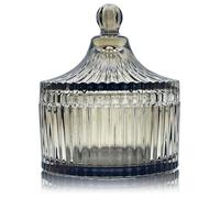 YILUSHENGHUA Tarro de cristal colorido con tapa, tarros de velas de caramelos, caja de joyería, contenedor de galletas, soporte para sal de baño, decoración antigua de baño (tostado)