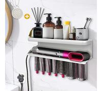 Yimerlen, Soporte de almacenamiento Airwrap montado en la pared para organizador del hogar, compatible con el rizador de pelo Airwrap de Dyson (con peine), Blanco