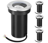 YindaLux 4x Foco led Giratorio para empotrar en el suelo para GU10, IP67 Focos empotrable para suelo redondo, Foco exterior transitable para Camino Patio, Ø11xH15.5cm, Plata(sin bombilla)