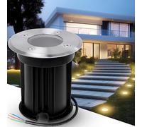 YindaLux Foco empotrables led exterior suelo para GU10 230V, IP67 Impermeable Foco Empotrado en Suelo para Camino Jardín Pasarela Patio Piscina sobre el suelo, Redondo, Plata(sin bombilla)