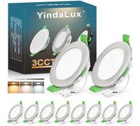 YindaLux Focos LED Interior Techo, 8W 800LM Regulables 2700K 4000K 6500K Downlight LED Techo Empotrable IP44 para Baño Cocina Salon, Corte 75-90mm, AC 220-240V, Pack 10, Níquel