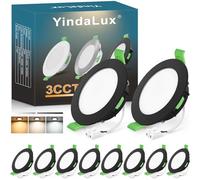 YindaLux Focos LED Interior Techo, 8W 800LM Regulables 2700K 4000K 6500K Downlight LED Techo Empotrable IP44 para Baño Cocina Salon, Corte 75-90mm, AC 220-240V, Pack 10, Negro