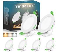 YindaLux Focos LED Interior Techo, 8W 800LM Regulables 2700K 4000K 6500K Downlight LED Techo Empotrable IP44 para Baño Cocina Salon, Corte 75-90mm, AC 220-240V, Pack 6, Blanco