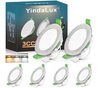 YindaLux Focos LED Interior Techo, 8W 800LM Regulables 2700K 4000K 6500K Downlight LED Techo Empotrable IP44 para Baño Cocina Salon, Corte 75-90mm, AC 220-240V, Pack 6, Níquel