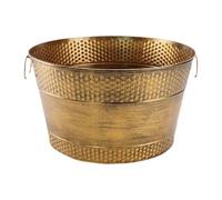 YindiMister Cubitera de Hielo, Recipiente para Bebidas, Soporte Rústico, Cubo de Vino, Bañera para Enfriar Vino, Bebidas, Restaurante, Fiesta, Bronce, tal como se describe