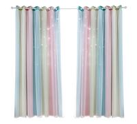Yinhing Cortinas Opacas con Diseño de Estrella Hueca Degradada, 90% de Aislamiento de Capa de Bloqueo de Luz para Dormitorio, Sala de Estar, Lavable a Máquina, Diseño Moderno (134cm * 210cm)