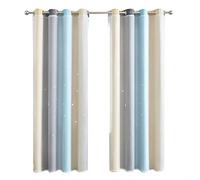 Yinhing Cortinas Opacas con Diseño de Estrella Hueca Degradada, 90% de Aislamiento de Capa de Bloqueo de Luz para Dormitorio, Sala de Estar, Lavable a Máquina, Diseño Moderno (100cm * 130cm)