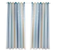 Yinhing Cortinas Opacas con Diseño de Estrella Hueca Degradada, 90% de Aislamiento de Capa de Bloqueo de Luz para Dormitorio, Sala de Estar, Lavable a Máquina, Diseño Moderno (134cm * 240cm)