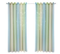 Yinhing Cortinas Opacas con Diseño de Estrella Hueca Degradada, 90% de Aislamiento de Capa de Bloqueo de Luz para Dormitorio, Sala de Estar, Lavable a Máquina, Diseño Moderno (134cm * 270cm)