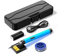 Yinhing Soldador Eléctrico Inteligente USB Portátil con 3 Temperaturas, Batería de Litio Recargable, Puntas Reemplazables para un Uso Conveniente de Reparación y Mantenimiento (Juego de soldador)