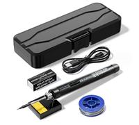 Yinhing Soldador Eléctrico Inteligente USB Portátil con 3 Temperaturas, Batería de Litio Recargable, Puntas Reemplazables para un Uso Conveniente de Reparación y Mantenimiento (Juego de soldador)
