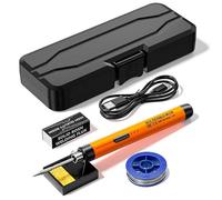 Yinhing Soldador Eléctrico Inteligente USB Portátil con 3 Temperaturas, Batería de Litio Recargable, Puntas Reemplazables para un Uso Conveniente de Reparación y Mantenimiento (Juego de soldador)