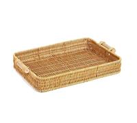 Yinj9562fg Cesta de frutas y verduras Bandeja de servicio cesta frutas, organizador mimbre, almacenamiento aperitivos y bebidas desayuno mesa rectangular Para uso doméstico(Grande)