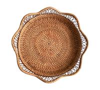 Yinj9562fg Cesta de frutas y verduras Cuencos redondos de mimbre Natural for cesta frutas, cuencos almacenamiento huecos for encimera cocina, organización aperitivos Color sólido Para uso doméstico