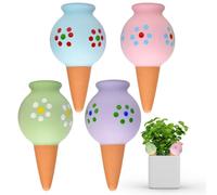 Yiomxhi 4 Piezas Riego por Goteo para Macetas de Arcilla, Bolas de Regar Plantas Vacaciones, Globos de Riego Automatico, Autorriego Dispensador de Agua Interior Balcón Jardín