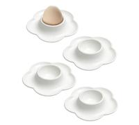 YIPFEN Juego de 4 Hueveras Blancas Redondas irrompibles Apilables y Aptas para Alimentos, Soporte para Huevos para Desayuno, Mesa de Comedor, Camping y Pascua