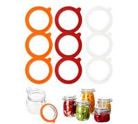 YIPFEN Juntas de Silicona de Repuesto 9 Unidades (70x95mm) para Tarros de Conserva. Herméticas, Antifugas, Grado Alimenticio y Sin BPA. 3 Naranja, 3 Blanco, 3 Rojo para Botes Weck.